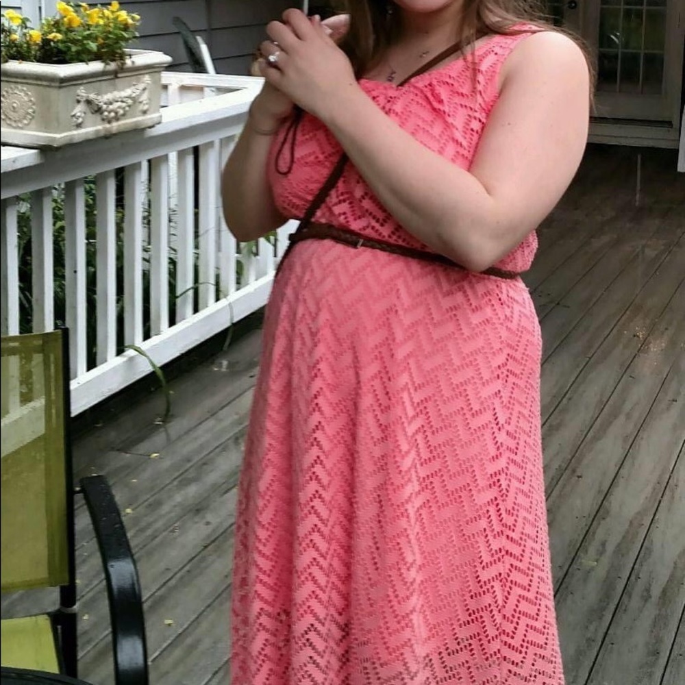 Pink full length maxi dress